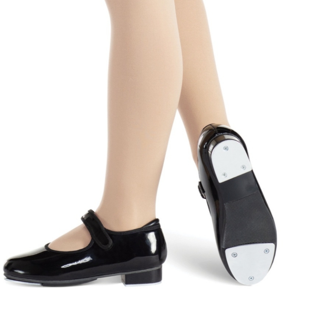 Revolution Easy-on Student Tap shoes In Black Patent Size 10.5 (Street Size)